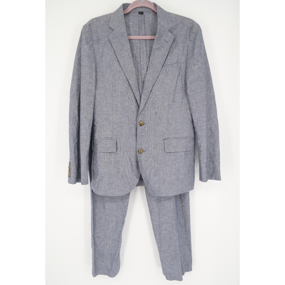 J.Crew Ludlow Men's 36S Slim Chambray Somelos Cotton Linen Suit 34X32 New